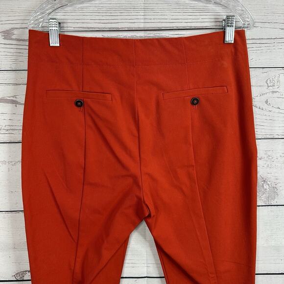 Anthropologie Pants Womens 10 Red Orange Essential Slim Button Pockets Career - Picture 4 of 16